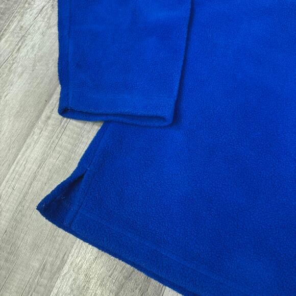 Vintage 90s Blue Fleece V-Neck Sweatshirt with USA Flag Patch Size Large - Picture 4 of 8